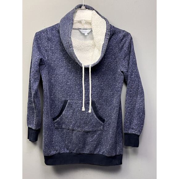 Pajamagram Sweatshirt Womens Small Heather Blue Fleece‎ Lined Cowl Neck Lounge - Picture 1 of 6